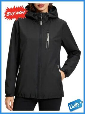 Women's Waterproof Packable Rain Jacket Hooded Lightweight Windproof